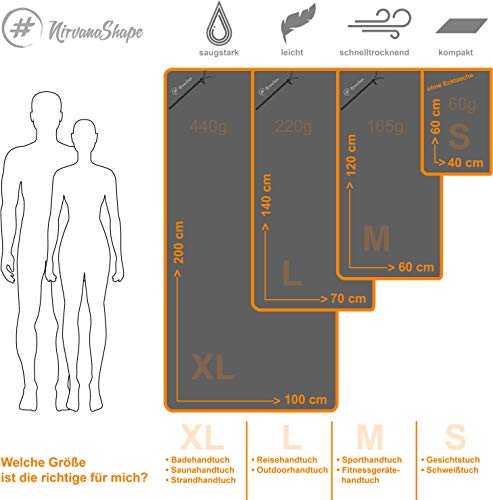 NirvanaShape ® Toallas de Microfibra | Absorbentes, Ligeras, de Secado rápido | Toallas de baño, Toalla de Viaje, Toallas Deportivas | Ideales para Viajar, IR al Gimnasio, la Playa, Practicar Yoga