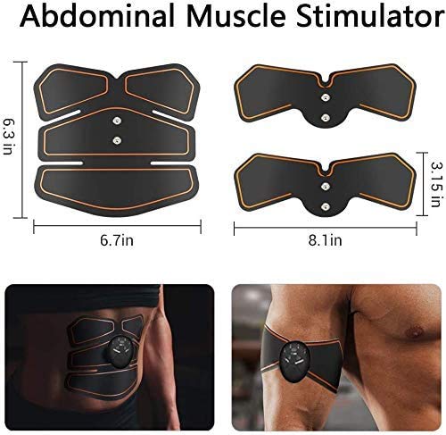 Nitoer Electroestimulador Muscular Abdominales Cinturón,Masajeador Eléctrico Cinturón,Entrenador Inalámbrico Portátil de 6 Modos de Simulación,10 Niveles Diferentes para Abdomen/Cintura