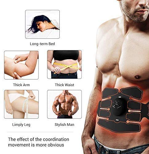 Nitoer Electroestimulador Muscular Abdominales Cinturón,Masajeador Eléctrico Cinturón,Entrenador Inalámbrico Portátil de 6 Modos de Simulación,10 Niveles Diferentes para Abdomen/Cintura