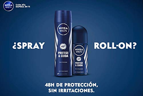 Nivea Men Protege Cuida Spray, desodorante para hombre con máxima protección 48 horas, spray antitranspirante de cuidado masculino, 0% alcohol, 1 x 200 ml