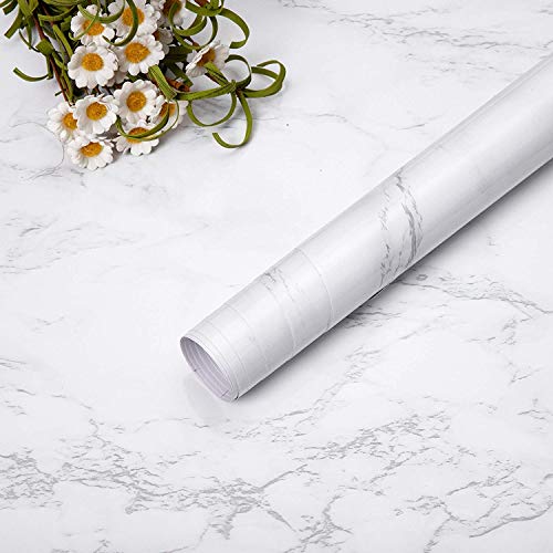 Niviy Adhesivo Papel Marmol para Muebles de Cocina Pegatina Decorativa Armario Papel PVC Material Adhesivo Pared Antifouling Resistete a Humedad y Mancha de Grasa Blanco, 45cm * 200cm Niviy Adhesivo Papel Marmol para Muebles de Cocina Pegatina Decorativa Armario Papel PVC Material Adhesivo Pared Antifouling Resistete a Humedad y Mancha de Grasa Blanco, 45cm * 200cm