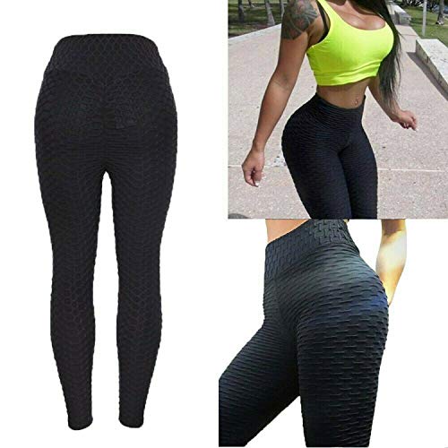 NNDUO Leggings de compresión anticelulíticos, pantalones de yoga Capris de cintura alta para mujer Celulitis opresor Malla quemador de grasa Diseño de mallas para correr (negro, S)