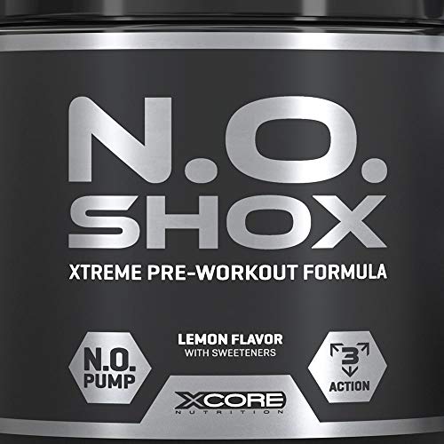 N.O Shox Extreme Workout Pumps Powder 660g de Xcore - Impulsor de Fuerza y Energía - Sabor a Limón, 26 Dosis N.O Shox Extreme Workout Pumps Powder 660g de Xcore - Impulsor de Fuerza y Energía - Sabor a Limón, 26 Dosis