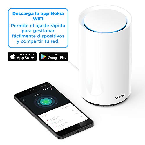 Nokia WiFi Beacon 3 – Sistema de Router Mesh – Extensor Inteligente de Cobertura WiFi Uniforme – Conexión de WiFi en Toda la casa – Sistema de Router ultrarrápido y autorrecuperable – Paq. de 2