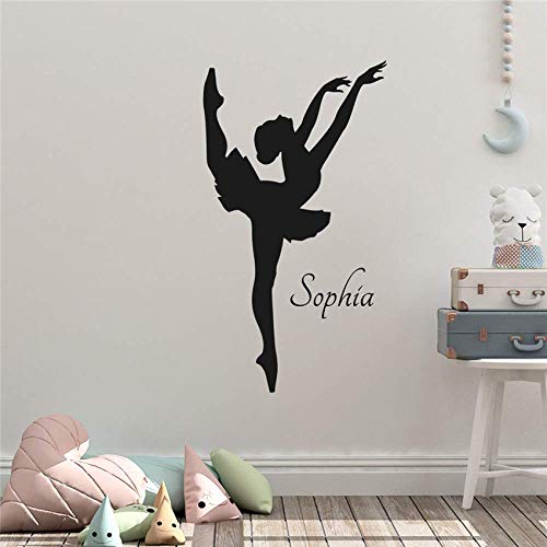 Nombre Personalizado Personalizado Bailarina Vinilo Pared Arte Pegatina Niña Dormitorio Hogar Decoración Pared Pegatina 41X75 Cm