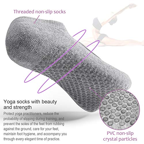 None Branded Calcetines de Yoga, con Bolas de Silicona Antideslizantes, ya no tendrás Que preocuparte por caerte al Caminar sobre una Tabla (Negro + Gris)