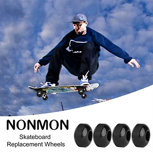 NONMON 4Pcs Ruedas de Skateboards 52mm 95A con 8Pcs Rodamientos ABEC9 608RS,Ruedas y Cojinetes de Repuesto para Skateboard Monopatín Patines Cuatro Roller Pennyboard,Negro