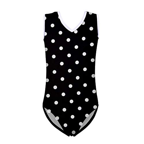 Nopersonality Leotardo de gimnasia para niños, color negro, con lunares, ropa de ballet y danza para niñas, maillot atlético para niños, sin mangas, elástico, body de 9 a 10 años Nopersonality Leotardo de gimnasia para niños, color negro, con lunares, ropa de ballet y danza para niñas, maillot atlético para niños, sin mangas, elástico, body de 9 a 10 años