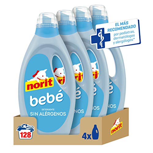 Norit Bebé - Detergente Líquido para Ropa de Bebé, Pieles Sensibles y Atópicas - Pack de 4 Unidades de 1125 ml: 4.500 ml