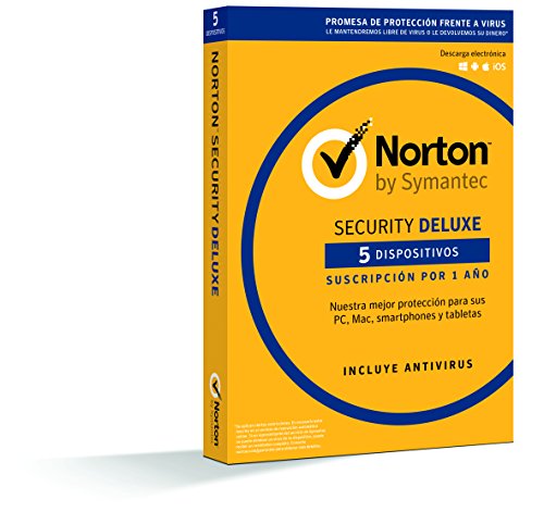 Norton Security Deluxe 2019 - Antivirus, PC/Mac/iOS/Android, 5 dispositivos, 1 año