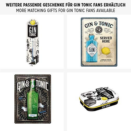 Nostalgic-Art Cartel de Chapa Retro Gin Tonic – Idea de Regalo como Accesorio de Bar, metálico, Diseño Vintage para decoración Pared, 15 x 20 cm