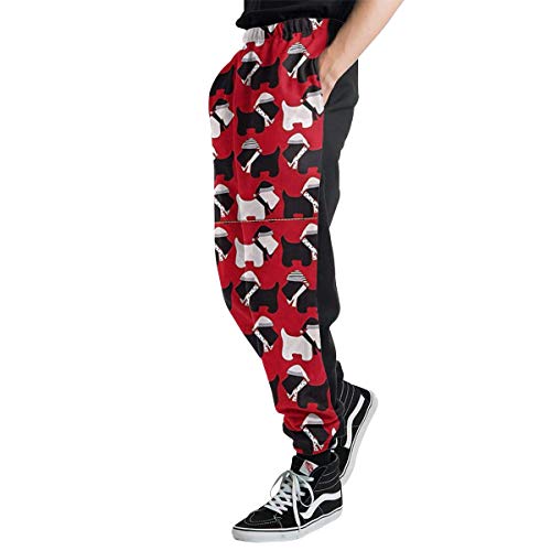 not applicable Pantalones Deportivos para Hombres Pantalones de chándal Suaves y cómodos Pantalones Jogger para Hombres - Scottie Dogs Red Printed