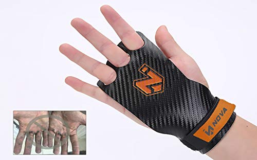 Nova imboxs Calleras para Crossfit - Grips 3H Fibra de Carbono - Guantes para Cross Training Agarre y Protector de Mano - Hombres y Mujeres en Deportes de Fitness Calistenia Halterofilia (L)