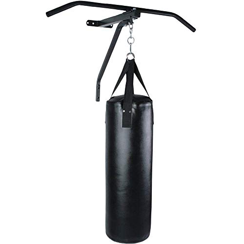 Nova - Saco de Boxeo Completo con Barra para dominadas (28 cm de diámetro x 83 cm de Altura) / Cuatro Correas Resistentes - Barra: de Acero / 83 cm de Ancho, de Pared - Pull-up Bar, Artes Marciales