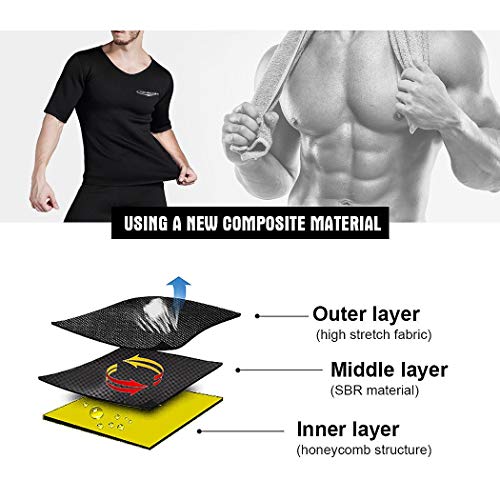 NOVECASA Camisetas Sauna Hombre Neopreno Body Shaper T-Shirt Transpirar para Sudoración Culturismo Quema Grasa Faja Abdome Adelgaza (M, Negro-Amarillo) NOVECASA Camisetas Sauna Hombre Neopreno Body Shaper T-Shirt Transpirar para Sudoración Culturismo Quema Grasa Faja Abdome Adelgaza (M, Negro-Amarillo)