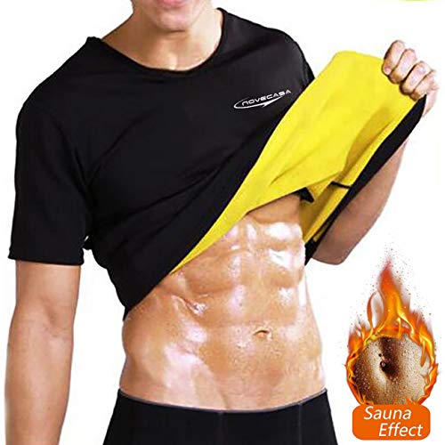 NOVECASA Camisetas Sauna Hombre Neopreno Body Shaper T-Shirt Transpirar para Sudoración Culturismo Quema Grasa Faja Abdome Adelgaza (M, Negro-Amarillo) NOVECASA Camisetas Sauna Hombre Neopreno Body Shaper T-Shirt Transpirar para Sudoración Culturismo Quema Grasa Faja Abdome Adelgaza (M, Negro-Amarillo)