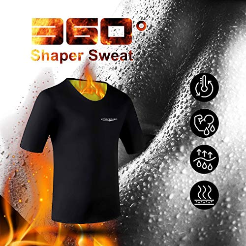 NOVECASA Camisetas Sauna Hombre Neopreno Body Shaper T-Shirt Transpirar para Sudoración Culturismo Quema Grasa Faja Abdome Adelgaza (M, Negro-Amarillo) NOVECASA Camisetas Sauna Hombre Neopreno Body Shaper T-Shirt Transpirar para Sudoración Culturismo Quema Grasa Faja Abdome Adelgaza (M, Negro-Amarillo)