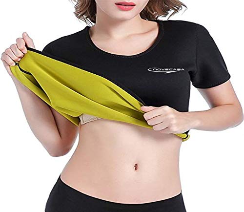 NOVECASA Camisetas Sauna Mujer Neopreno Tamaño Aumentado para Europa T-Shirt Transpirar para Sudoración Quema Grasa Faja Abdome Adelgazante (M, Camisetas)