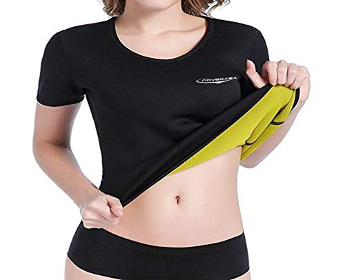 NOVECASA Camisetas Sauna Mujer Neopreno Tamaño Aumentado para Europa T-Shirt Transpirar para Sudoración Quema Grasa Faja Abdome Adelgazante (M, Camisetas)