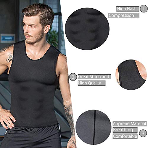 NOVECASA Chaleco Sauna Hombre Compresion de Neopreno Chaleco Modelador Camiseta Reductora para Adelgazante Sudoración Musculación (L, Negro)