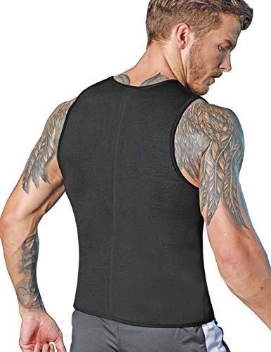 NOVECASA Chaleco Sauna Hombre Compresion de Neopreno Chaleco Modelador Camiseta Reductora para Adelgazante Sudoración Musculación (L, Negro)