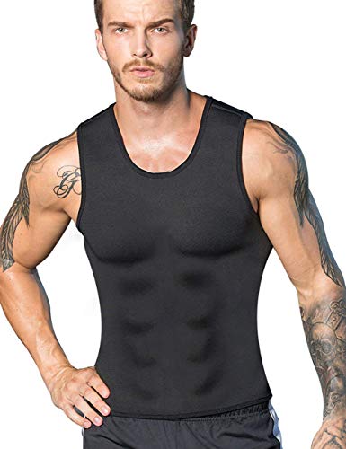 NOVECASA Chaleco Sauna Hombre Compresion de Neopreno Chaleco Modelador Camiseta Reductora para Adelgazante Sudoración Musculación (L, Negro)