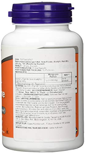 Now Foods - ACETYL L-CARNITINE 500mg - 100 veg caps Now Foods - ACETYL L-CARNITINE 500mg - 100 veg caps