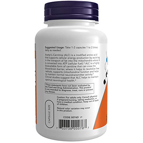 Now Foods Acetyl L-Carnitine Standard - 500mg, 100 Cápsulas