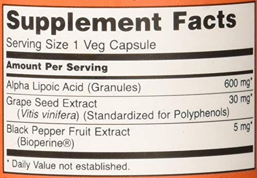 Now Foods Alpha Lipoic Acid, 600 mg - 60 Cápsulas