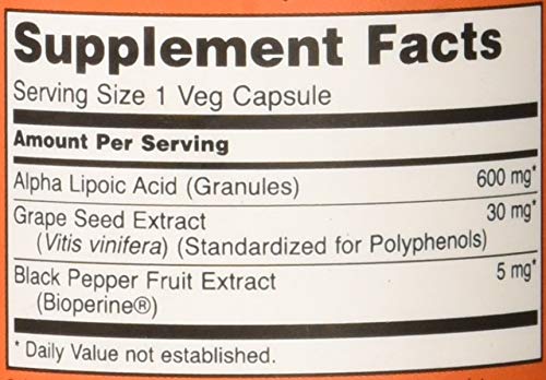 Now Foods Alpha Lipoic Acid, 600 mg - 60 Cápsulas Now Foods Alpha Lipoic Acid, 600 mg - 60 Cápsulas