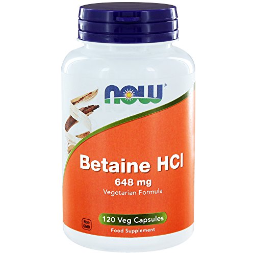 Now Foods Betaína HCl 648 mg 150 mg pepsina 120 vegetales cápsulas Now Foods Betaína HCl 648 mg 150 mg pepsina 120 vegetales cápsulas