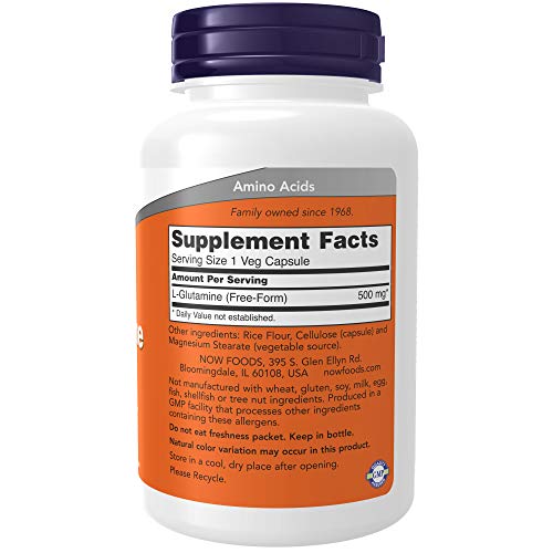 Now Foods L-Glutamine 500mg Standard - 120 Cápsulas