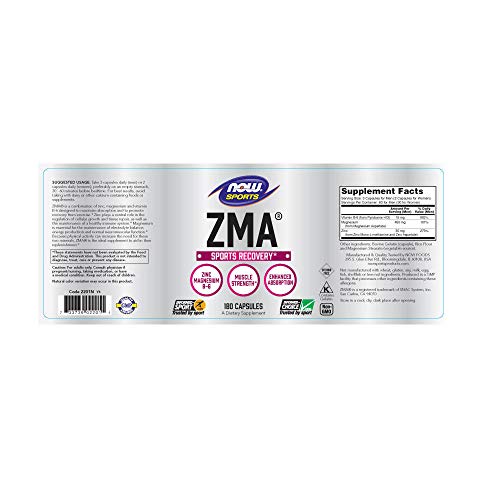 Now ZMA Suplemento de Recuperación Deportiva 180 Cápsulas 90 g