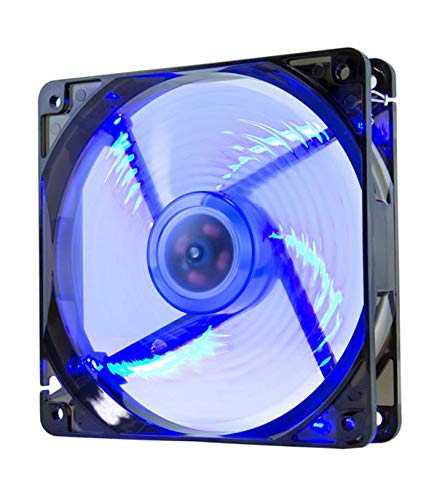 Nox Coolfan -NXCFAN120LBL- Ventilador Caja PC 120mm, 9 aspas traslúcidas, rodamientos larga duración, 4 LEDs, silencioso, conector 3 y 4 pines, color azul - negro