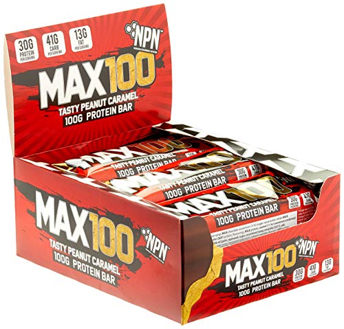 NPN MAX 100 barra de proteínas y carbohidratos | Barrita proteica para deporte, sabor premium | 9x100g Sabroso caramelo de maní