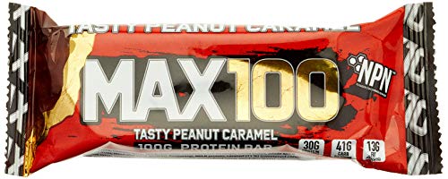 NPN MAX 100 barra de proteínas y carbohidratos | Barrita proteica para deporte, sabor premium | 9x100g Sabroso caramelo de maní