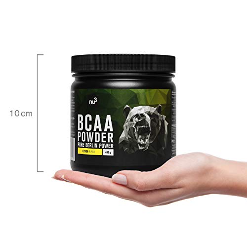 nu3 BCAA en polvo - 400 g sabor limón - 40 porciones de aminoácidos ramificados - Proporción óptima de leucina, isoleucina y valina en balance 2:1:1 - Suplemento deportivo - Nutrición deportiva vegana