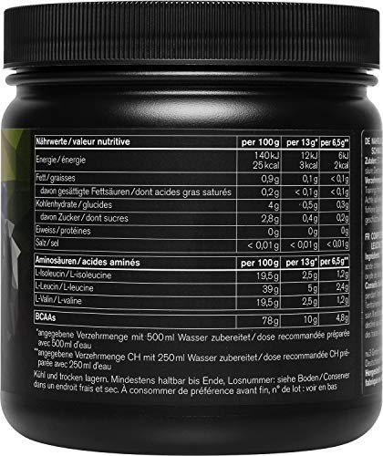 nu3 BCAA en polvo - 400 g sabor limón - 40 porciones de aminoácidos ramificados - Proporción óptima de leucina, isoleucina y valina en balance 2:1:1 - Suplemento deportivo - Nutrición deportiva vegana