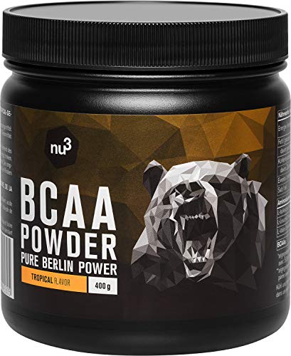 nu3 BCAA en polvo - 400 g sabor tropical - 40 porciones de aminoácidos ramificados - Proporción óptima de leucina, isoleucina y valina en 2:1:1 - Suplemento deportivo - Nutrición deportiva vegana