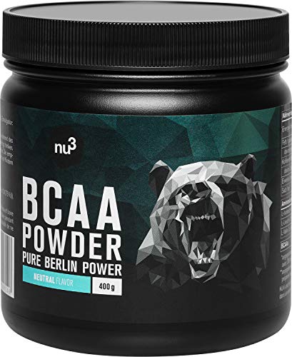 nu3 BCAA en polvo - 400g powder sabor neutral - 40 porciones de aminoácidos ramificados - Proporción óptima de leucina, isoleucina y valina en 2:1:1 - Suplemento deportivo - Nutrición deportiva vegana