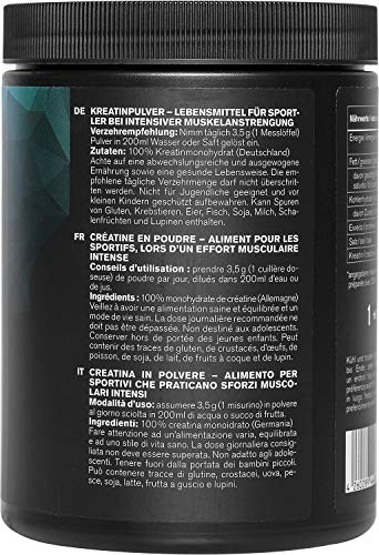 nu3 Creatina en polvo - 500g de creatina pura - 100% mono hidrato Creapure - Fuente segura de energía rápida - Uso especial para atletas - Ideal para mejorar el rendimiento durante el entrenamiento