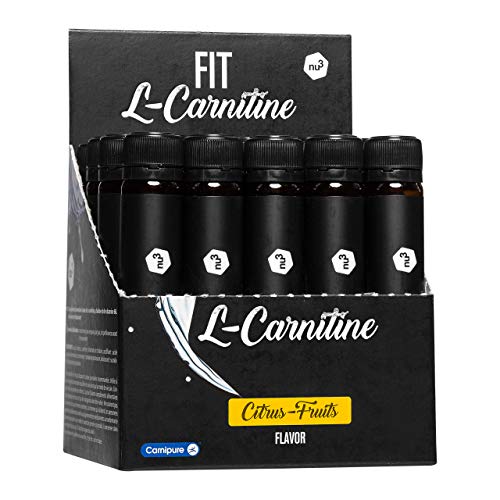 nu3 Fit L-Carnitina líquida - L carnitina pura de absorción rápida - 950 mg Carnipure por shot - Suplemento vegano quemagrasas - 20 ampollas de fácil manejo - Sabor Frutal a Cítricos