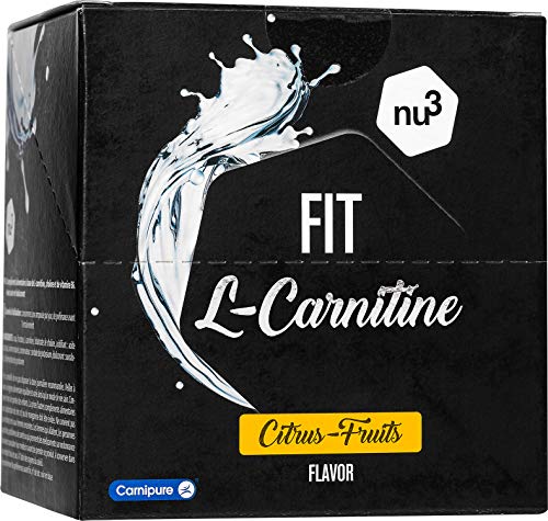 nu3 Fit L-Carnitina líquida - L carnitina pura de absorción rápida - 950 mg Carnipure por shot - Suplemento vegano quemagrasas - 20 ampollas de fácil manejo - Sabor Frutal a Cítricos