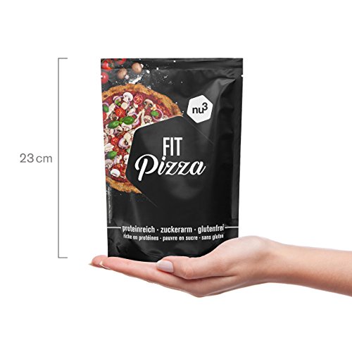 nu3 Fit Pizza baja en carbohidratos - 270 g de harina para pizza proteica sin levadura - 100% pizza vegana y libre de gluten - 15g de proteína por porción - Ideal durante dietas low carb