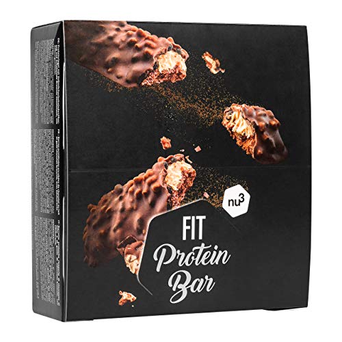 nu3 Fit Protein Bar – Barritas de proteína sabor brownie de chocolate – Paquete 12x 55g – Barras proteicas sin aceite de palma – Bajo contenido de azúcar – Aperitivo low carb entre comidas