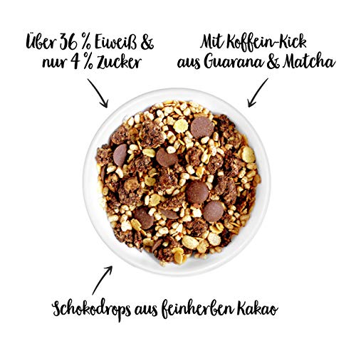 nu3 Fit Protein Muesli - Avena con proteína sabor Cacao Crunch - 450 g de muesli proteico con bayas, almendras, guaraná y matcha - 36% de proteínas y solo 4% de azúcar – Ideal en dietas sin gluten nu3 Fit Protein Muesli - Avena con proteína sabor Cacao Crunch - 450 g de muesli proteico con bayas, almendras, guaraná y matcha - 36% de proteínas y solo 4% de azúcar – Ideal en dietas sin gluten