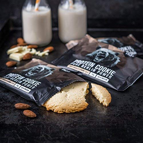 nu3 Galleta de proteína | 12 x 75g | Delicioso sabor chocolate blanco y almendras | 39g de proteína por galleta | 60% menos carbohidratos que en los bizcochos normales | Postre ideal para deportistas