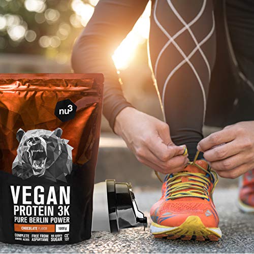 nu3 - Proteína vegana 3K - 2kg de fórmula - 70% de proteína a base de 3 componentes vegetales - Proteínas para el crecimiento de la masa muscular con delicioso sabor chocolate