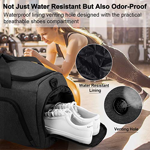 NUBILY Bolsa de Deporte Bolsa Gimnasio de Viaje con Compartimento para Zapatos Impermeable Bolsos Deportivos Mujer de Grande 40L para Hombre y Mujer Negro NUBILY Bolsa de Deporte Bolsa Gimnasio de Viaje con Compartimento para Zapatos Impermeable Bolsos Deportivos Mujer de Grande 40L para Hombre y Mujer Negro