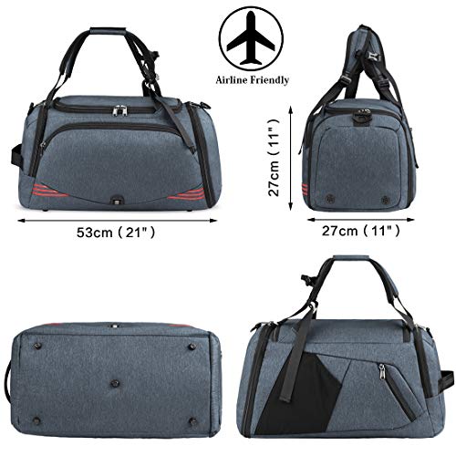 NUBILY Bolsa Deporte Hombre Bolsas Gimnasio Mujer Bolso Fin de Semana Viaje con Compartimento para Zapatos Gym Bag Impermeable Grande 40L Gris Azul NUBILY Bolsa Deporte Hombre Bolsas Gimnasio Mujer Bolso Fin de Semana Viaje con Compartimento para Zapatos Gym Bag Impermeable Grande 40L Gris Azul